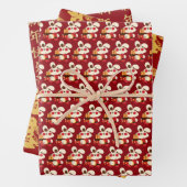 ドラゴン中国のレッド金ゴールドゴールデン〔占星術の〕十二宮図アジア ラッピングペーパーシート (インサイチュ)