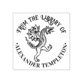 ドラゴン中国のロン#5ラウンドライブラリーブックネーム ラバースタンプ (インプリント)