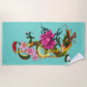 ドラゴン中国のロータスさくらんぼ ビーチタオル (正面)