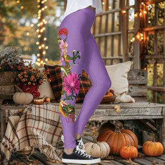 ドラゴン中国のロータスさくらんぼ レギンス