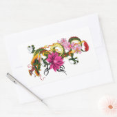 ドラゴン中国のロータスさくらんぼ 長方形シール (封筒)