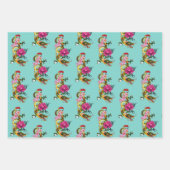 ドラゴン中国のロータスフラワーさくらんぼ花 ラッピングペーパーシート (正面2)