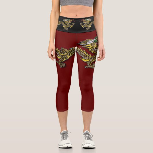 ドラゴン中国の刺しゅう〔占星術の〕十二宮図誕生日LegC2 カプリレギンス (正面)