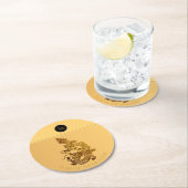 ドラゴン中国の年2024エレガントモノグラムRPapC ラウンドペーパーコースター (インサイチュ)