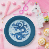 ドラゴン中国の、インディゴブルーとホワイト紙プレート ペーパープレート (パーティー)