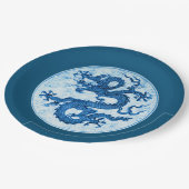 ドラゴン中国の、インディゴブルーとホワイト紙プレート ペーパープレート (アングル)