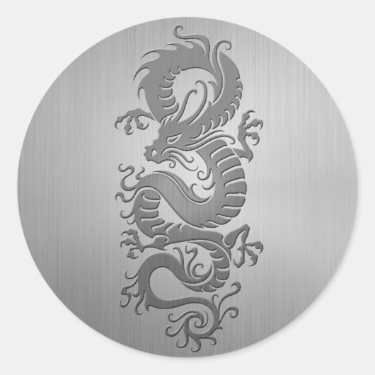 ドラゴン中国の、ステンレススティール効果 ラウンドシール (正面)