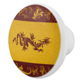 ドラゴン中国の、レッド・ドラゴン、ファンタジー、神話 セラミックノブ (右)