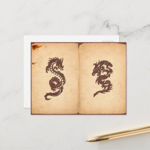 ドラゴン中国の、レッド・ドラゴン、ファンタジー、神話 ポストカード