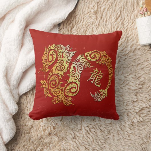 ドラゴン中国の〔占星術の〕十二宮図占星術コンステレーションサイン クッション (ブランケット)