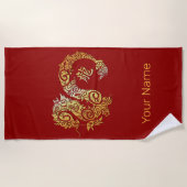 ドラゴン中国の〔占星術の〕十二宮図占星術コンステレーションサイン ビーチタオル (正面)