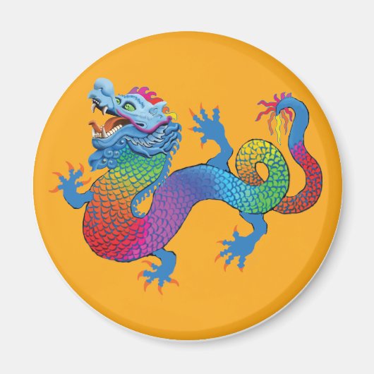 ドラゴン付きオレンジカラフル色の磁石 マグネット (正面)