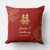 ドラゴン伝統的フェニックス中国のレッド クッション (正面)