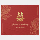 ドラゴン伝統的フェニックス中国のレッド フリースブランケット (正面(横))