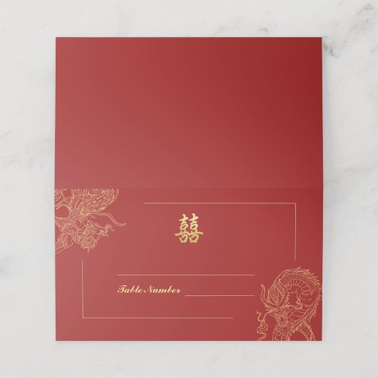 ドラゴン伝統的フェニックス中国のレッド プレイスカード (外部開封)