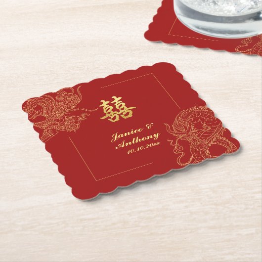 ドラゴン伝統的フェニックス中国のレッド ペーパーコースター (アングル)