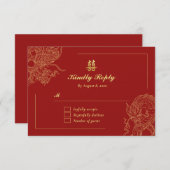 ドラゴン伝統的フェニックス中国のレッド 出欠カード (正面/裏面)