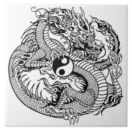 ドラゴン保持陰陽 タイル (正面)