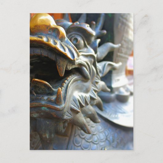 ドラゴン像 – 遊市場 – 上海、中国 ポストカード (正面)