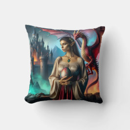 ドラゴン卵を持つ小妖精や小人 クッション