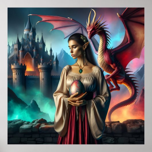 ドラゴン卵を持つ小妖精や小人 ポスター (正面)