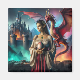 ドラゴン卵を持つ小妖精や小人 マグネット