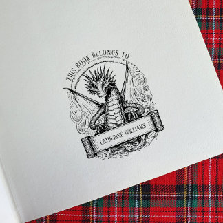 ドラゴン名前をカスタムする蔵書票 ラバースタンプ