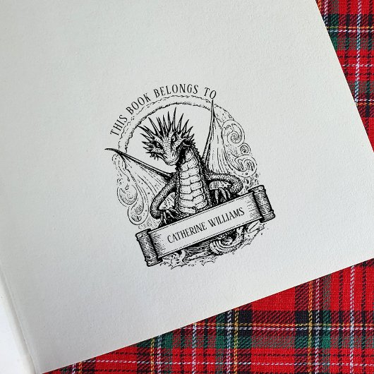 ドラゴン名前をカスタムする蔵書票 ラバースタンプ