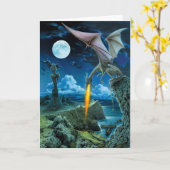 ドラゴン唾を吐くグリーティングカード カード (黄色い花)