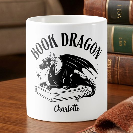 ドラゴン大好きファンタジー読者 名前入りギフト コーヒーマグカップ
