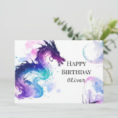 ドラゴン威厳のあるカラフル誕生日 カード (スタンド正面)