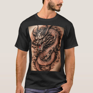 ドラゴン威厳のあるタトゥーTシャツコレクション Tシャツ