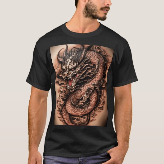ドラゴン威厳のあるタトゥーTシャツコレクション Tシャツ (正面)