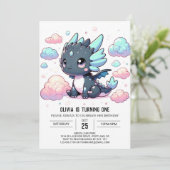 ドラゴン威厳のある1歳の誕生日 招待状 (スタンド正面)