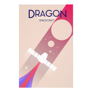 ドラゴン宇宙船ヴィンテージスタイル宇宙アート フォトプリント