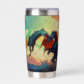 ドラゴン対ペガサス - ファンタジーアート 保温保冷タンブラー (正面)