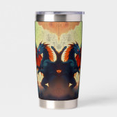ドラゴン対ペガサス - ファンタジーアート 保温保冷タンブラー (左面)