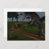 ドラゴン対ワーウルフファンタジー ポストカード (正面/裏面)