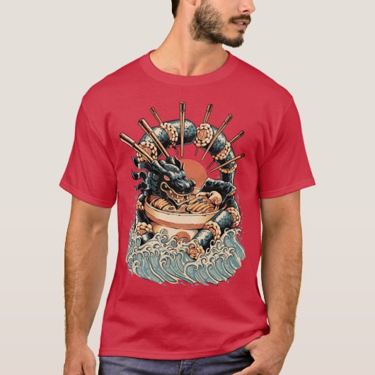 ドラゴン寿司ラーメン ブラックバージョン Tシャツ (正面)