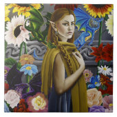 ドラゴン小妖精や小人フラワーガーデン タイル (正面)