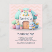 ドラゴン少女の小さな誕生日パーティー インビテーションポストカード (正面)