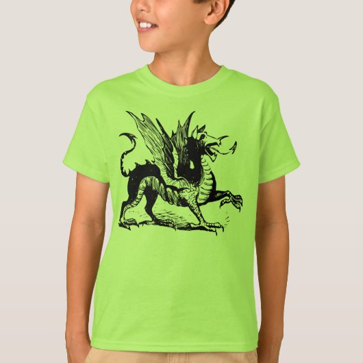 ドラゴン彫り - 黒 Tシャツ (正面)