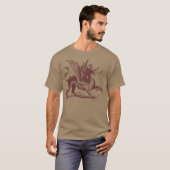 ドラゴン彫刻 - ダークブラウン Tシャツ (正面フル)