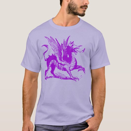 ドラゴン彫刻 - 紫 Tシャツ (正面)
