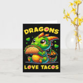 ドラゴン愛タコスかわいいシンコ・デ・マヨメキシコ料理 カード (黄色い花)