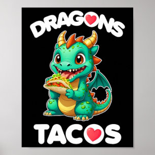 ドラゴン愛タコスかわいいシンコ・デ・マヨメキシコ料理 ポスター