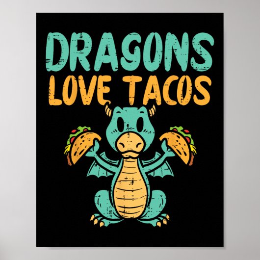ドラゴン愛タコスかわいいシンコ・デ・マヨメキシコ料理 ポスター (正面)