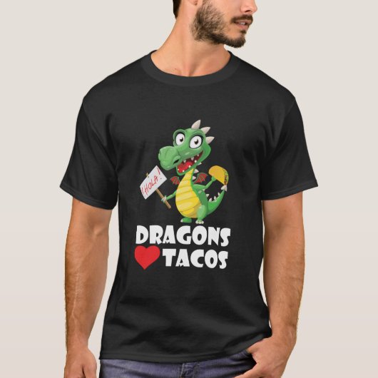 ドラゴン愛タコスのワイシャツの大人はドラゴンの恋人をからかいます Tシャツ (正面)