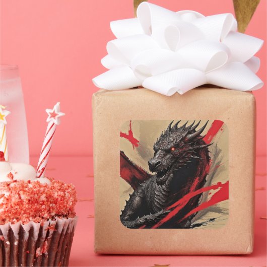 ドラゴン抽象芸術表現主義 スクエアシール (パーティー)