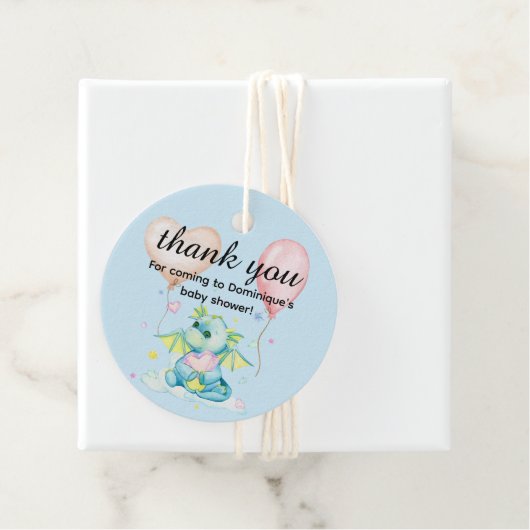 ドラゴン持ちハート – ベビーシャワーメッセージカード フェイバータグ (インサイチュ)